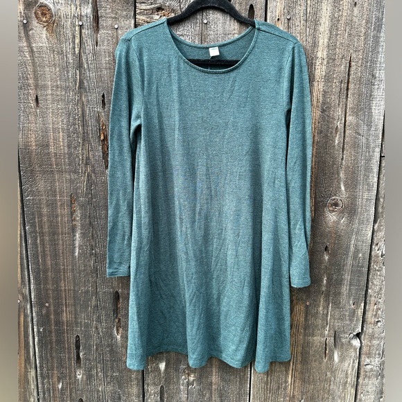 Old Navy Forest Green Long Sleeve Casual Tee Shirt Dress - Picture 1 of 8